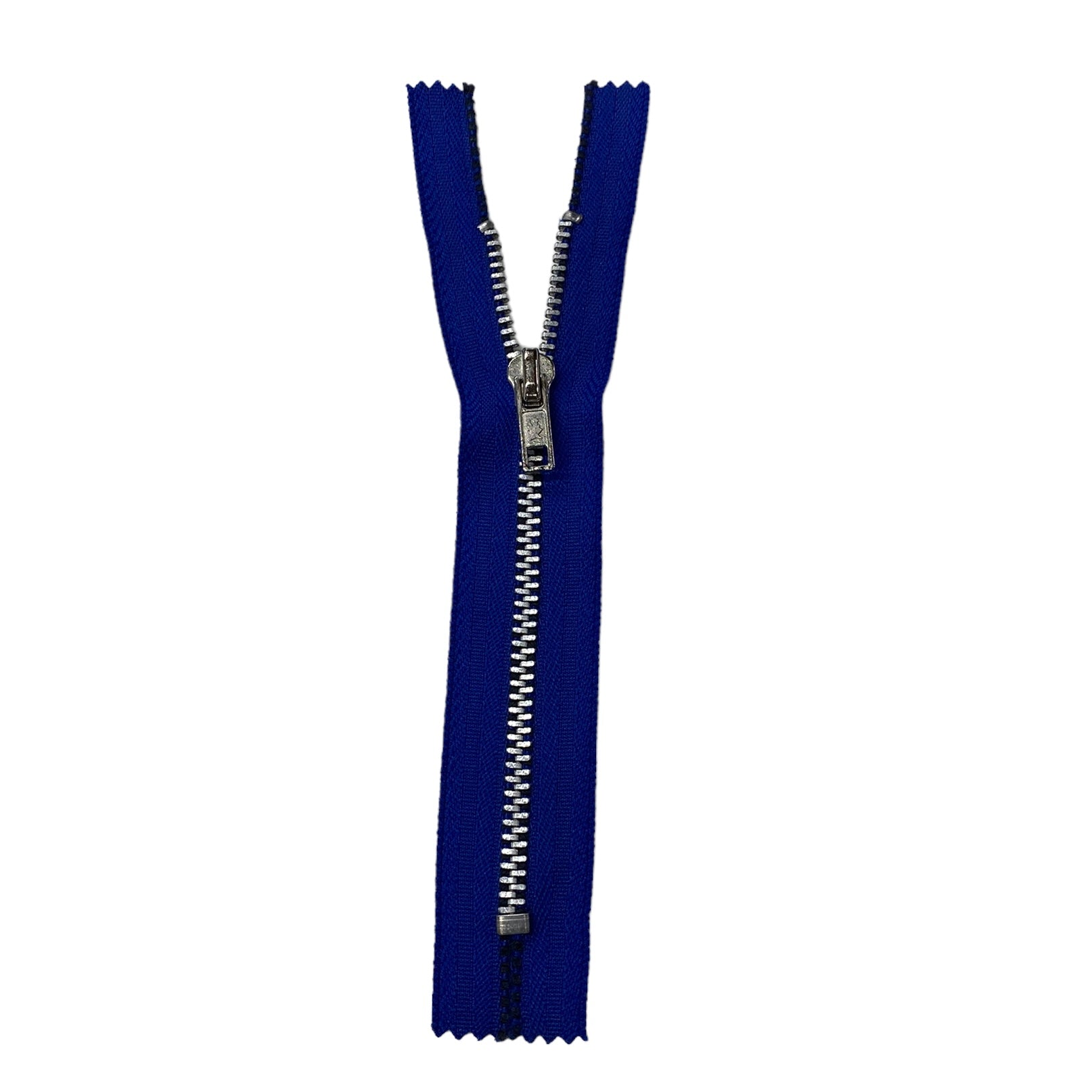 5 Matte Silver Nylon Coil Zippers with Navy Tape & Matte Silver