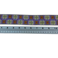 Woven Jacquard Ribbon  - Purple/White