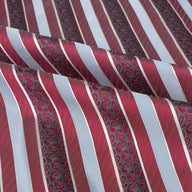 Striped Paisley Silk/Polyester Jacquard - Red / Grey / White - Remnant