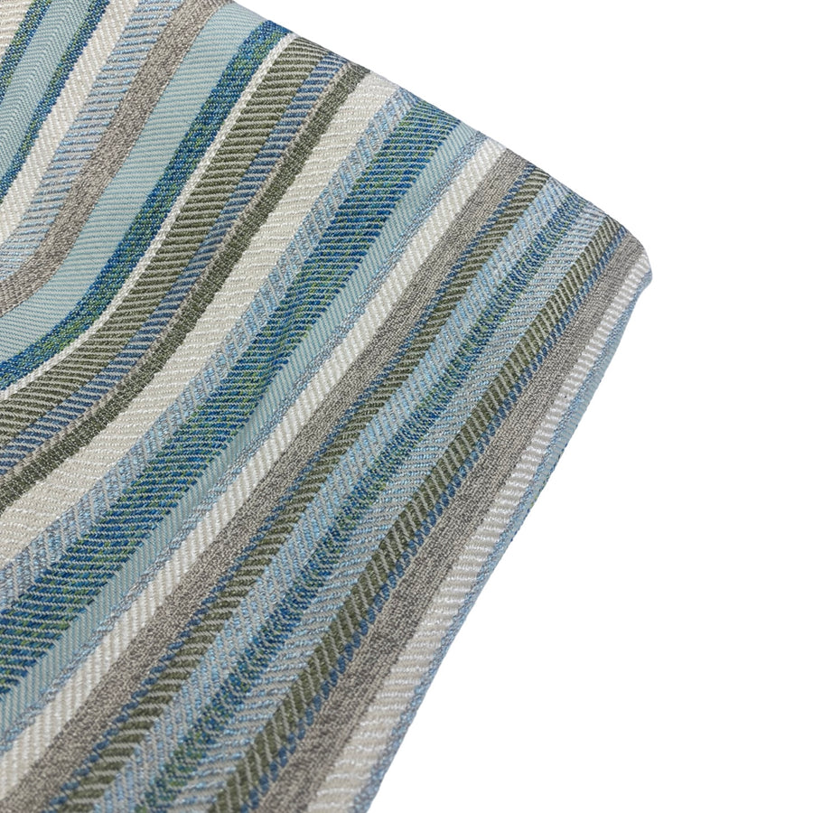 Striped Upholstery Remnant  - Ivory/Blue/Beige/Green