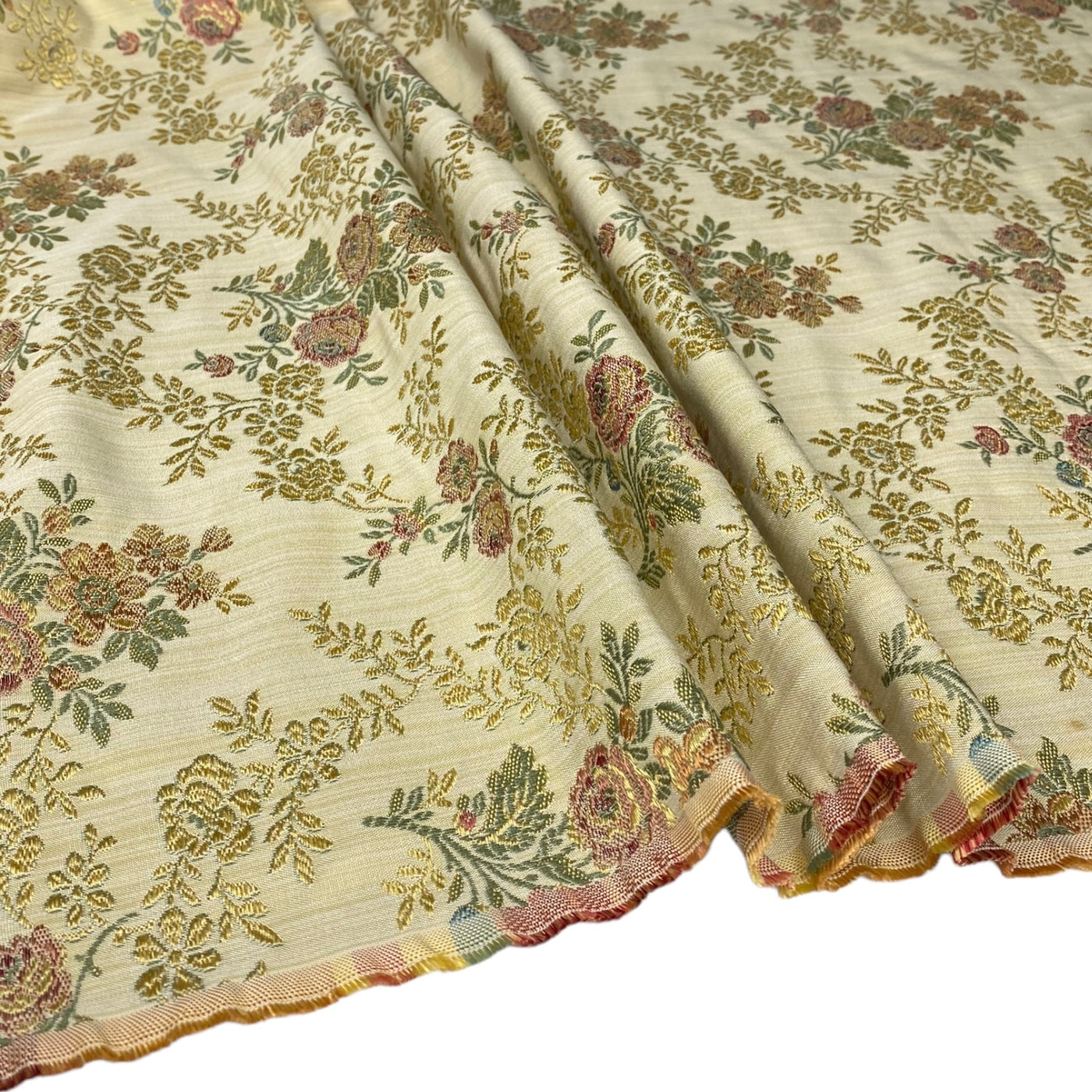 Brocade Upholstery - Designer Remnant - Gold/Green/Red