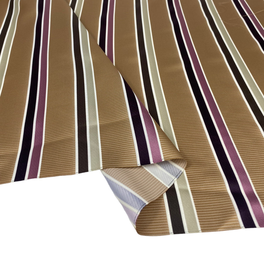 Striped Polyester - Brown/White/Purple - Remnant