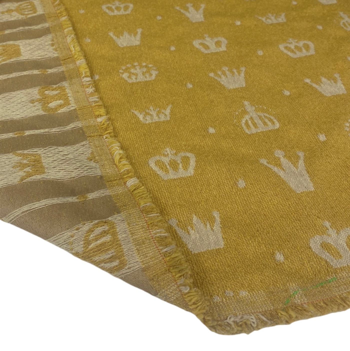 Patterned Upholstery Remnant - Mustard/Beige/White