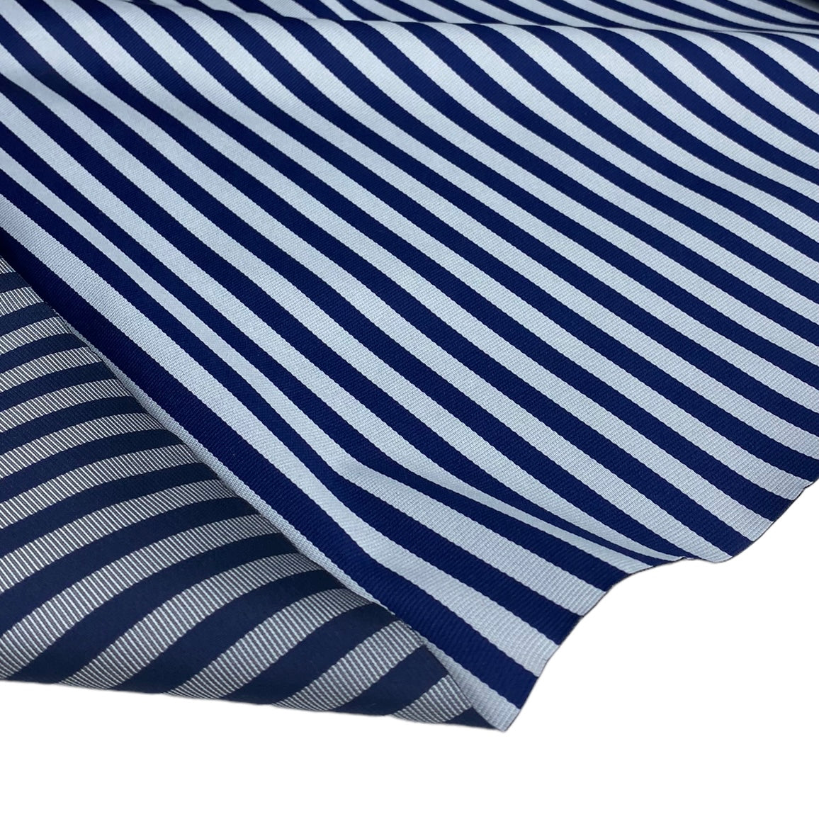 Striped Polyester - Blue/White - Remnant