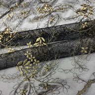 Embroidered Mesh - Remnant - Black/Gold