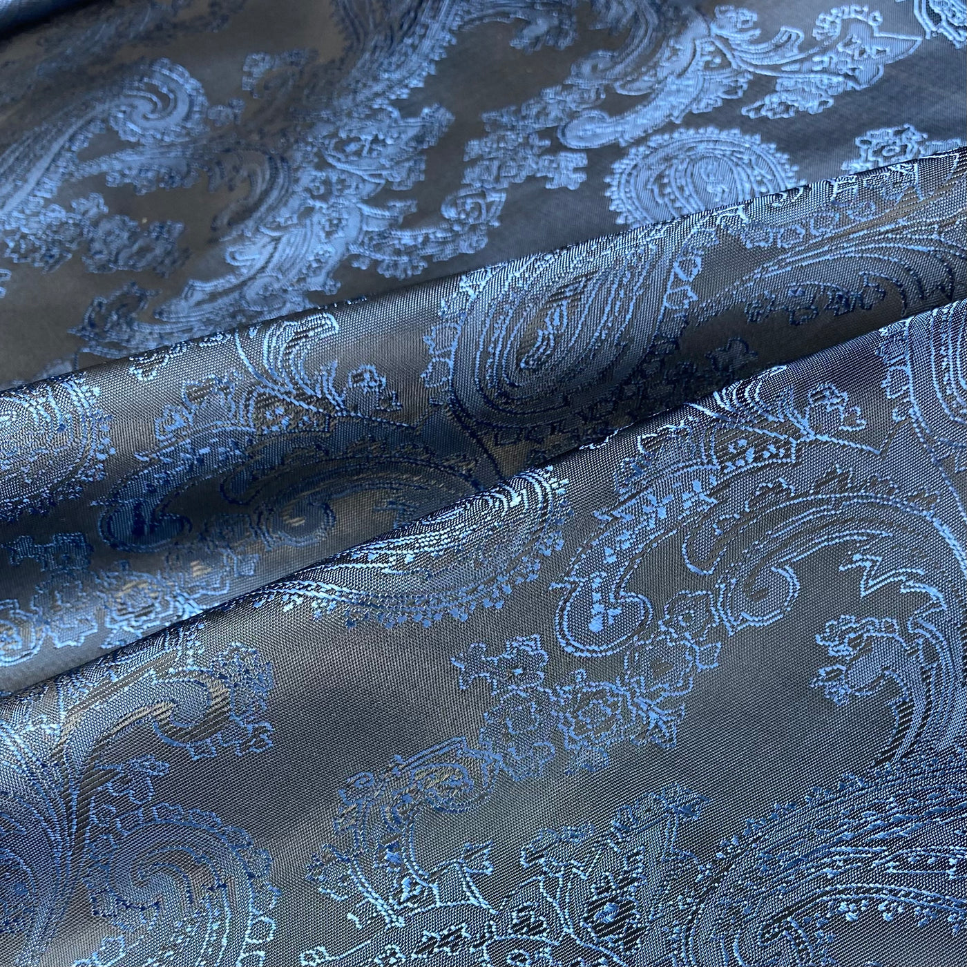 Two Tone Paisley Jacquard Lining - Blue/Black