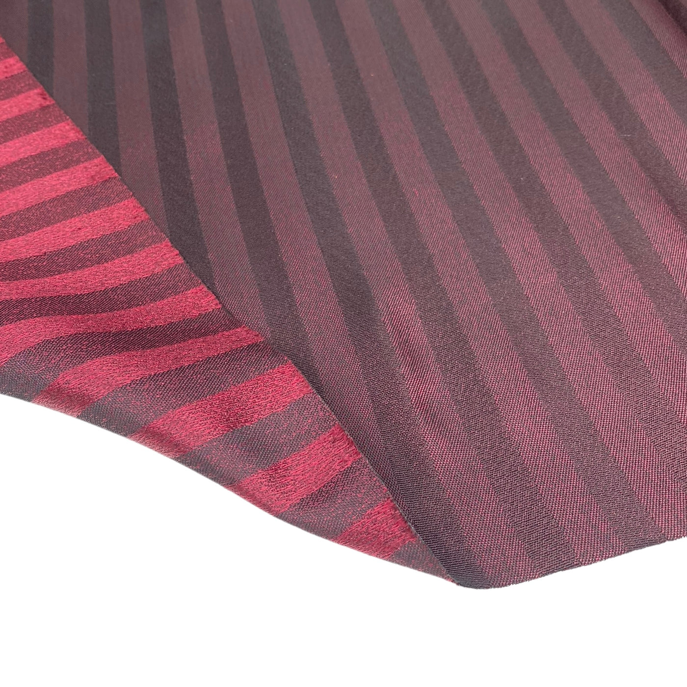 Striped Silk/Polyester Remnant - Burgundy/Black