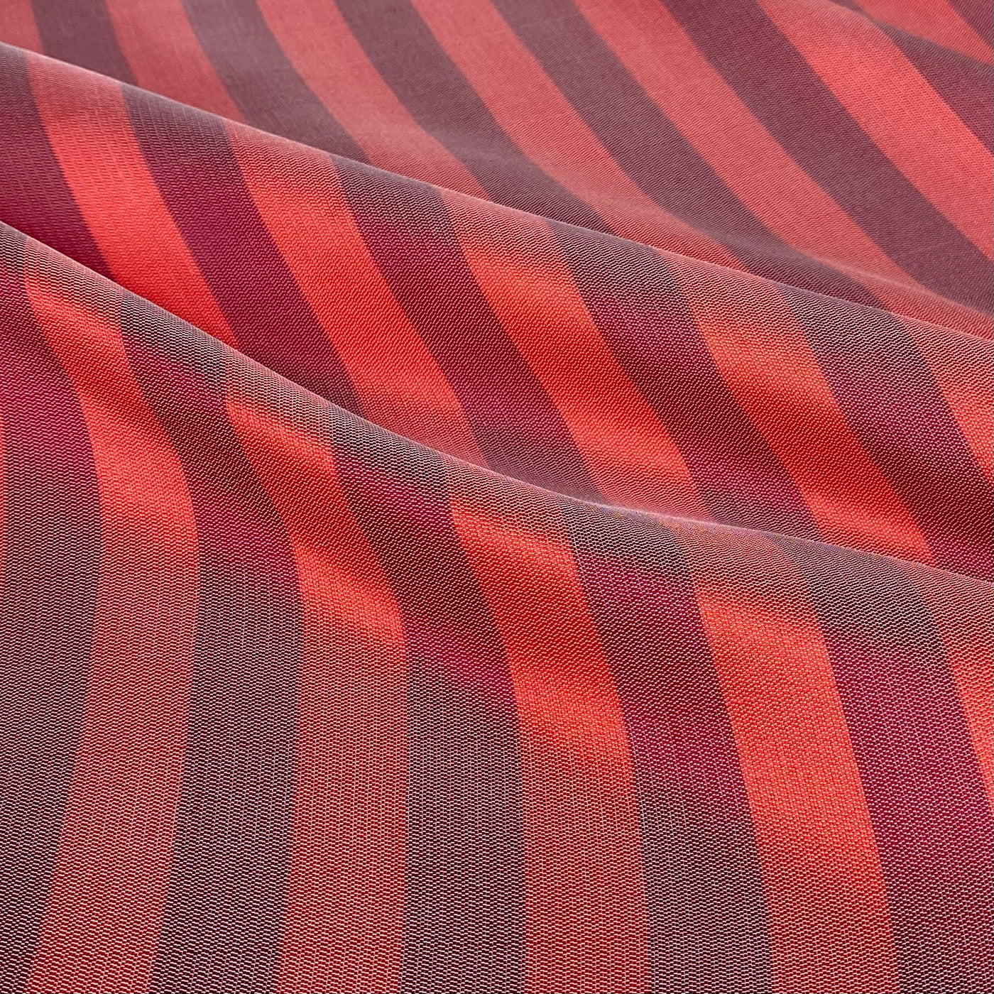 Striped Silk/Polyester Remnant - Red/White