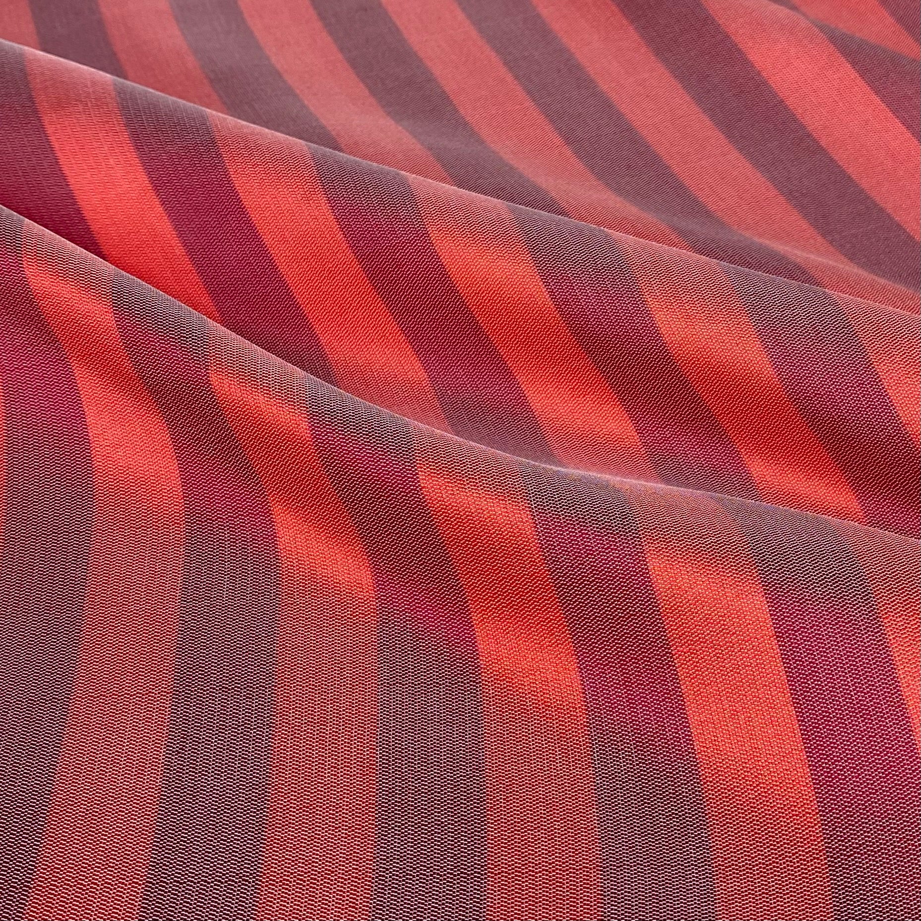 Striped Silk/Polyester Remnant - Red/White