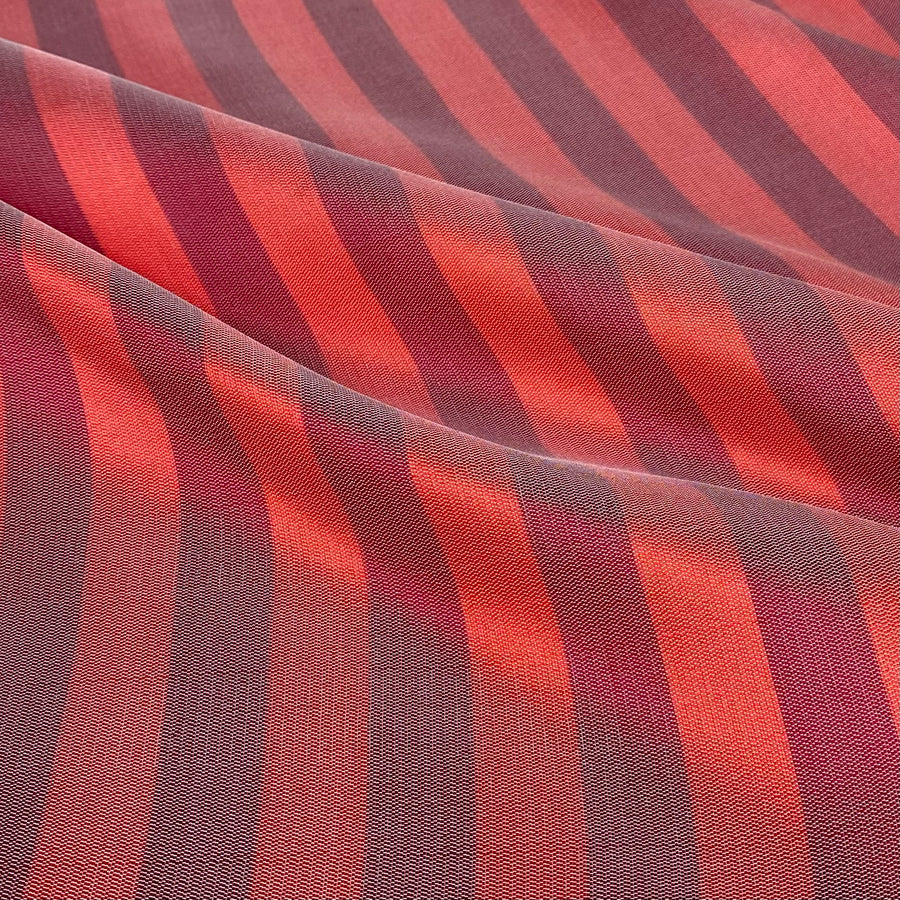 Striped Silk/Polyester Remnant - Red/White