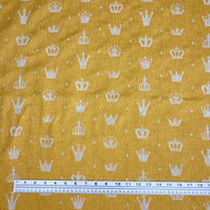 Patterned Upholstery Remnant - Mustard/Beige/White