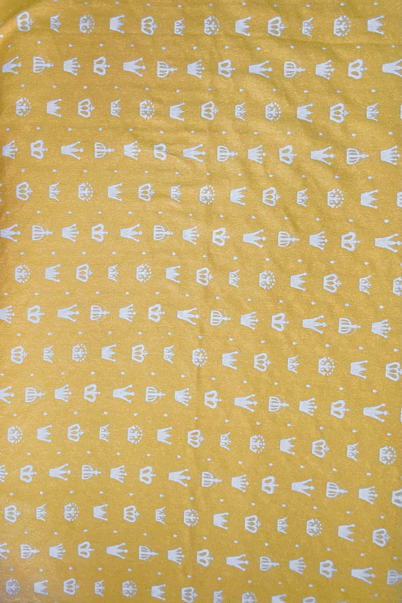 Patterned Upholstery Remnant - Mustard/Beige/White