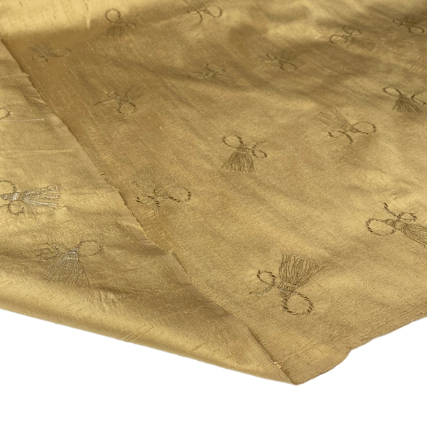 Embroidered Silk Dupioni - Remnant - Gold