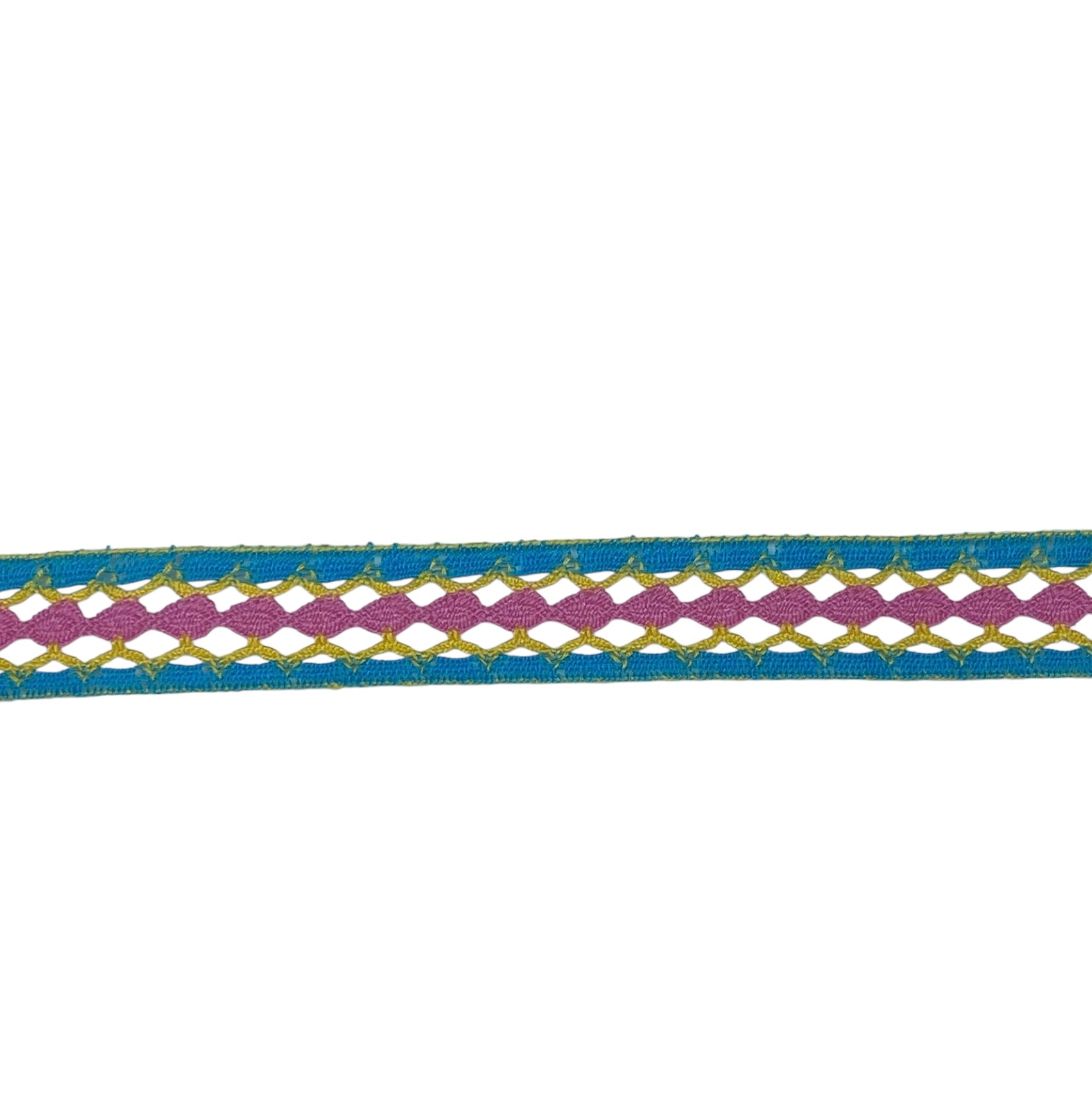 Decorative Crocheted Trim - Blue/Yellow/Pink