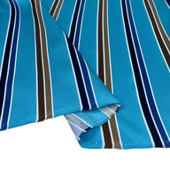 Striped Polyester - Aqua/Blue/Brown/White - Remnant