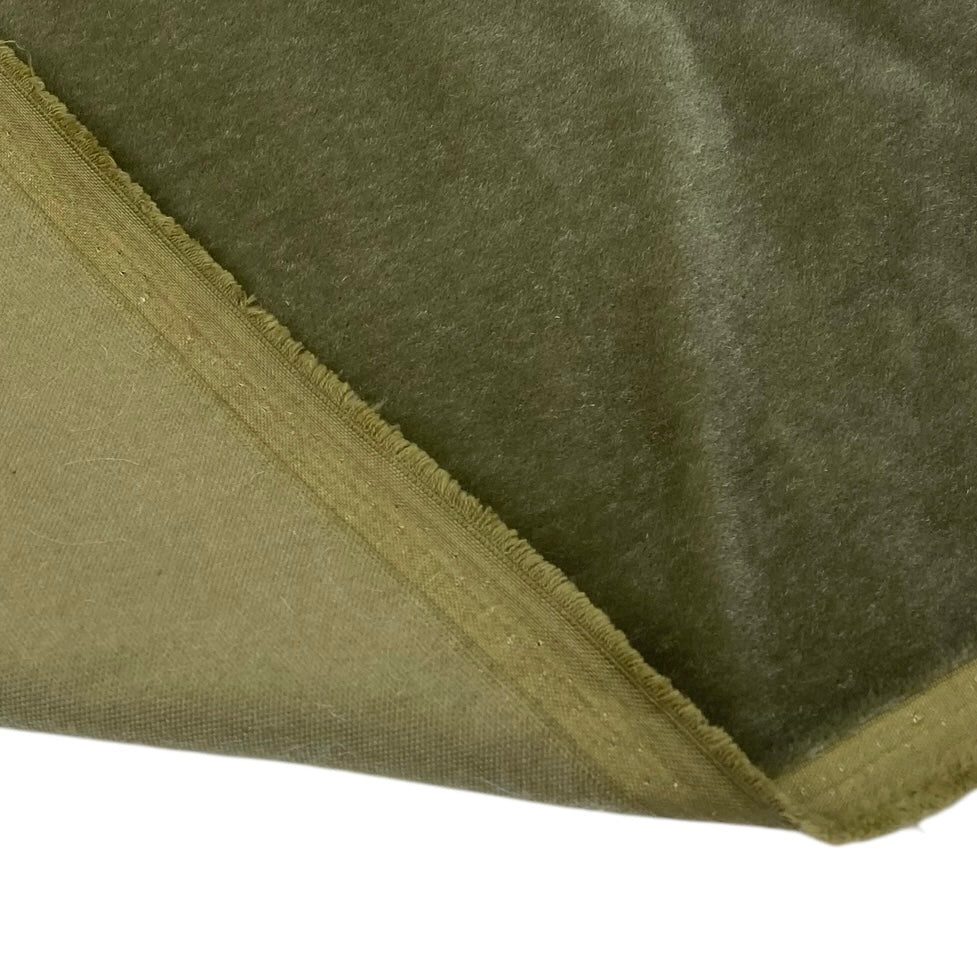 Mohair Velvet Designer Upholstery Remnant - Olive Green