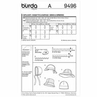 Burda Kids 9496 - Caps & Hats Sewing Pattern