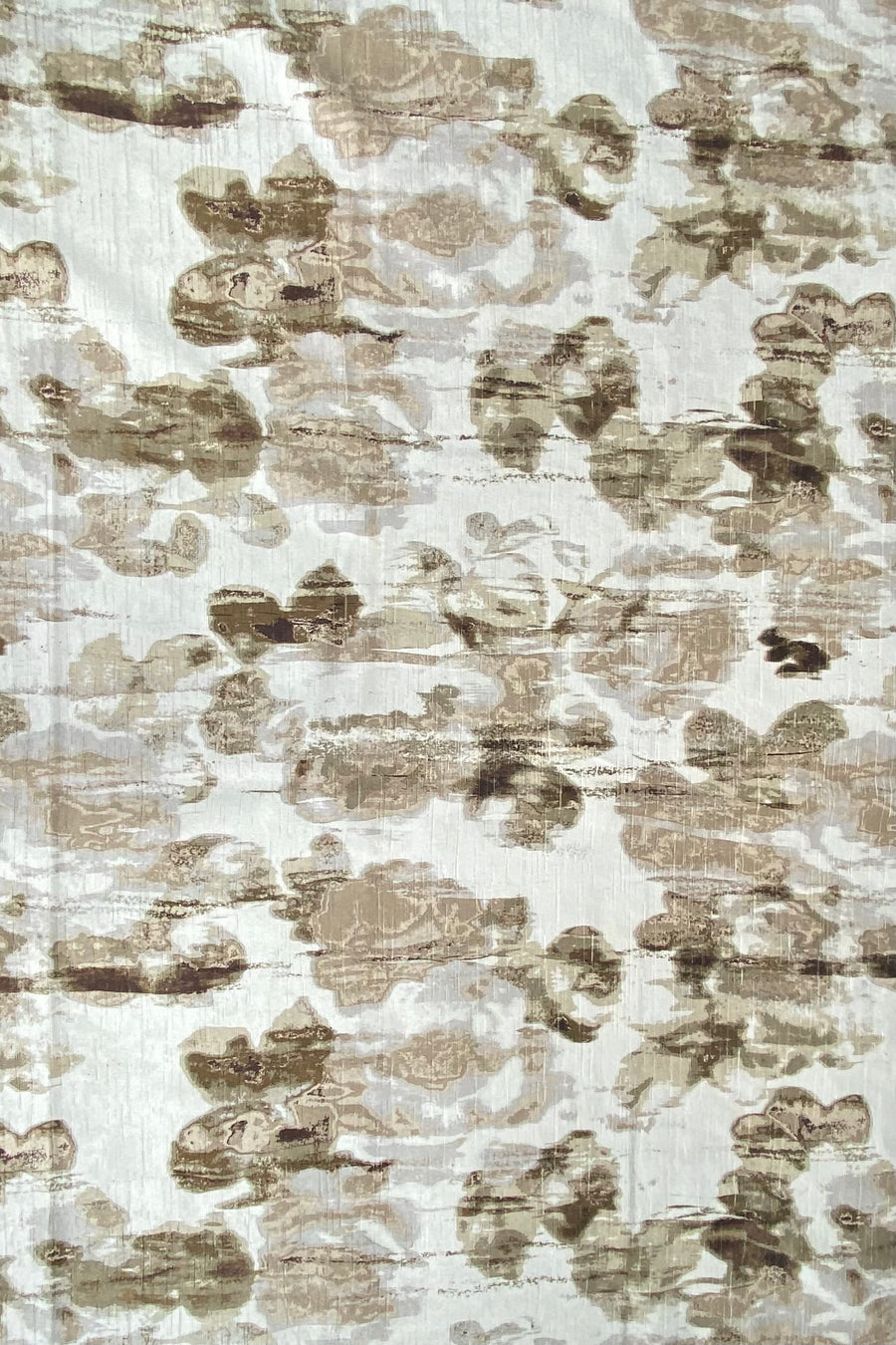 Patterned Velvet Upholstery Designer Remnant - White/Beige/Brown