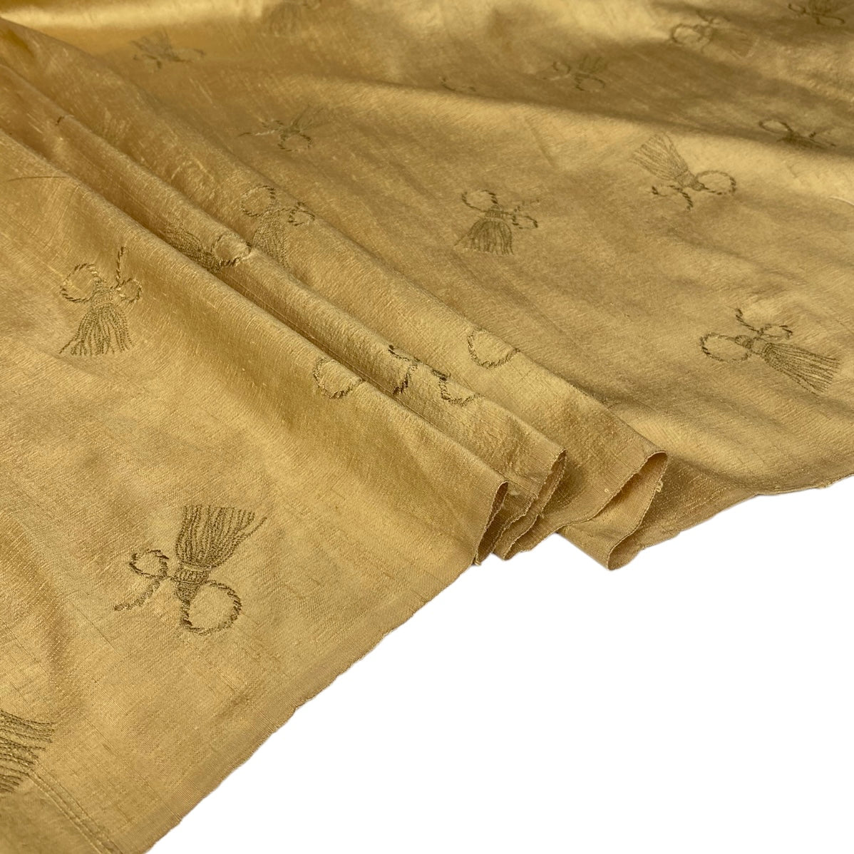 Embroidered Silk Dupioni - Remnant - Gold