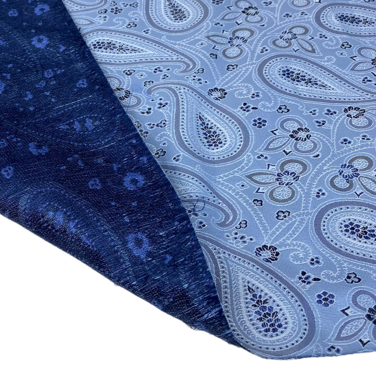 Paisley Silk/Polyester Jacquard Remnant - Blue