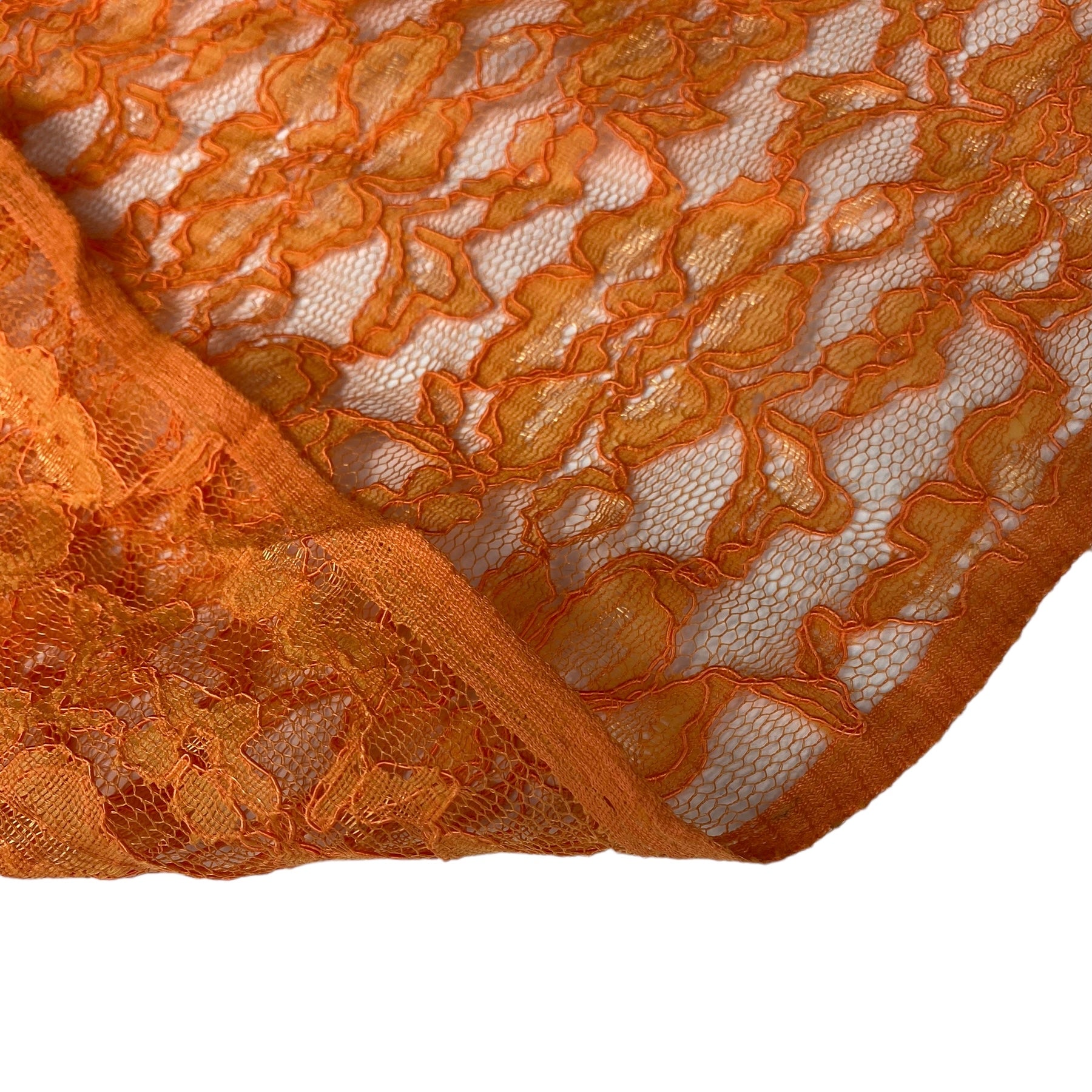 Floral Corded Lace - Orange