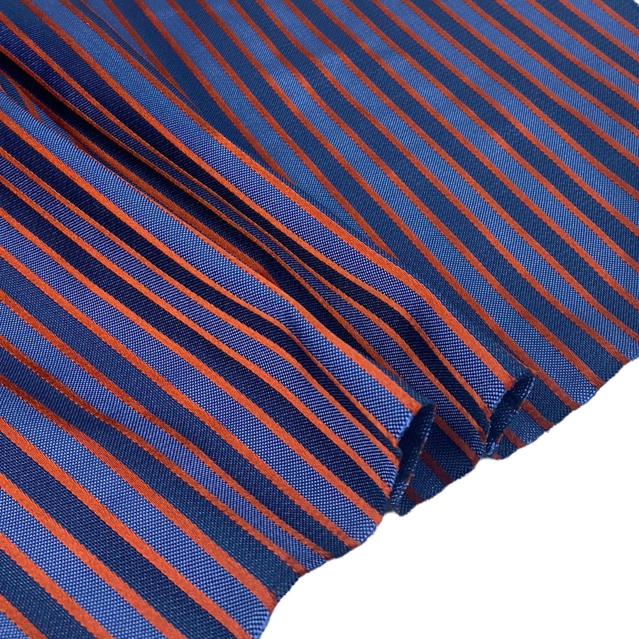Striped Silk/Polyester - Blue/Orange - Remnant