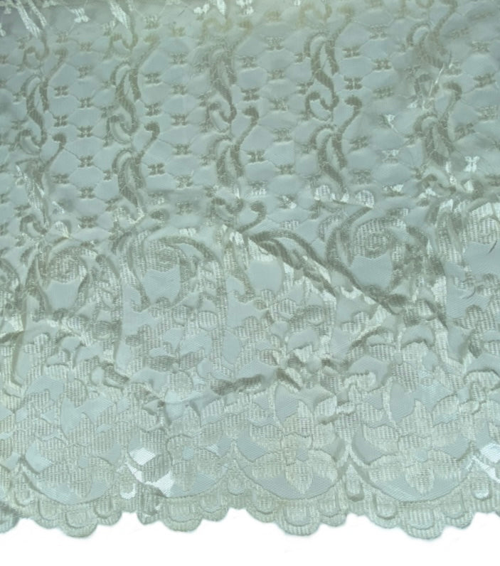 Floral Embroidered Lace with Single Finished Edge - Ivory