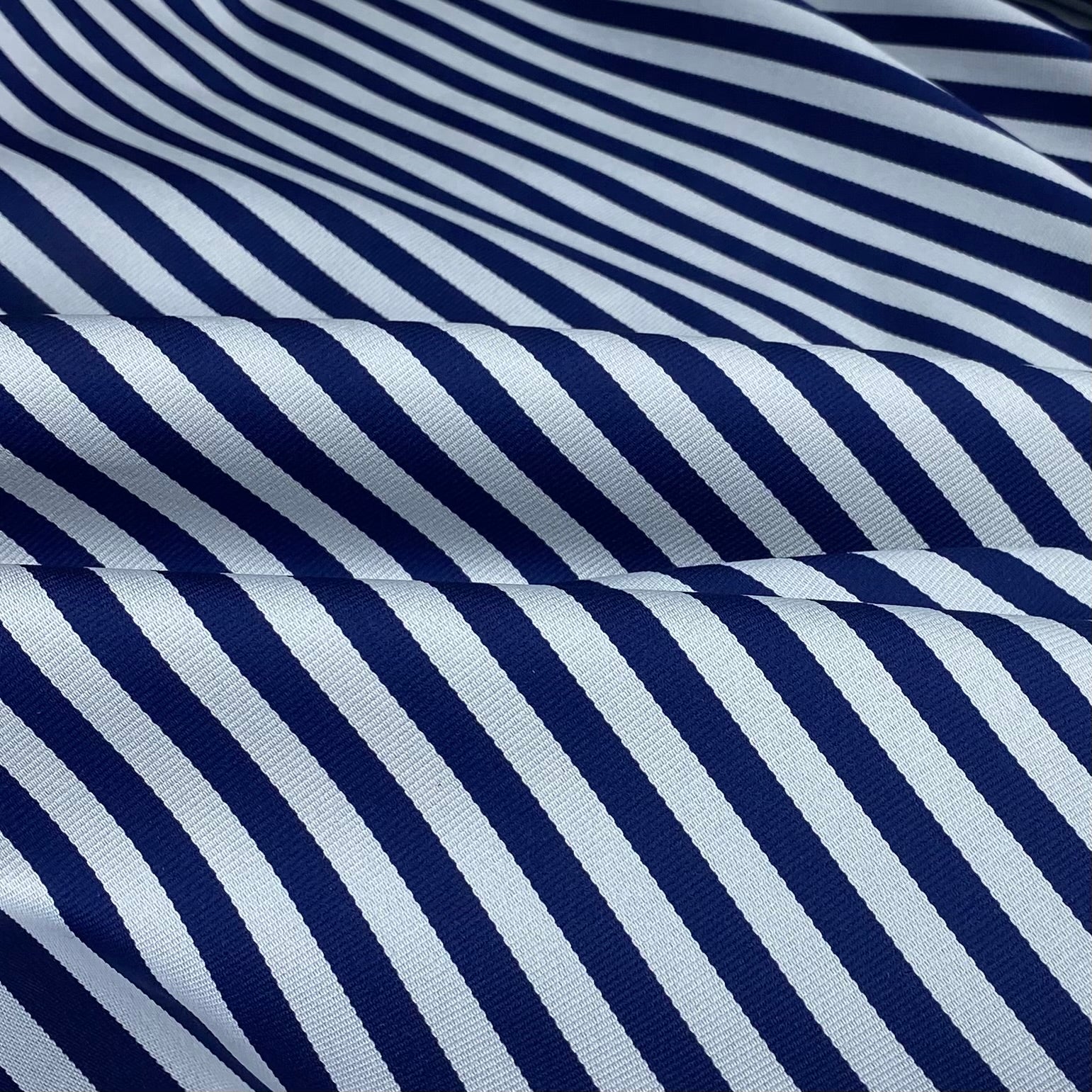 Striped Polyester - Blue/White - Remnant