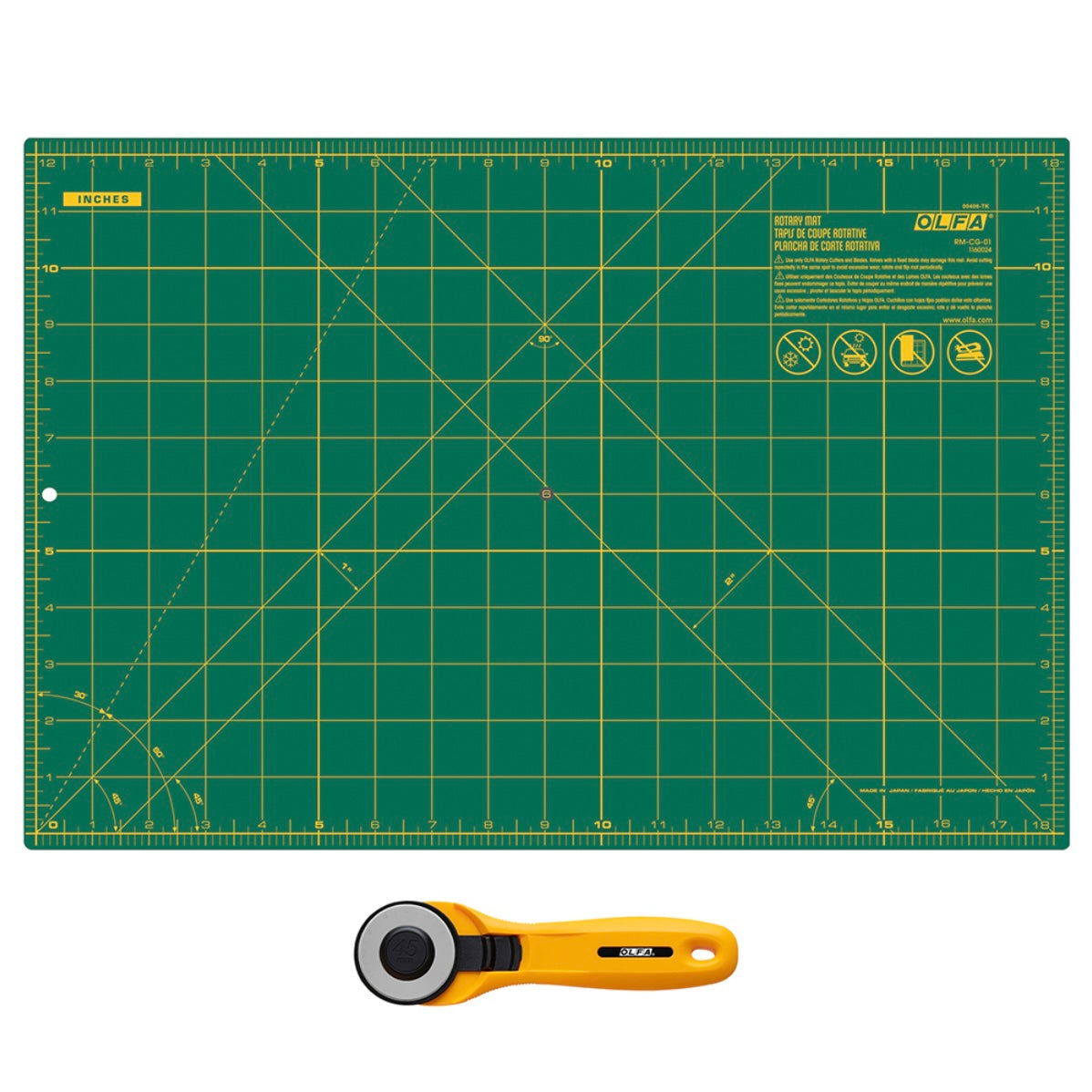 Olfa Cutting Mat 12” x 18” & 45mm Rotary Cutter Kit