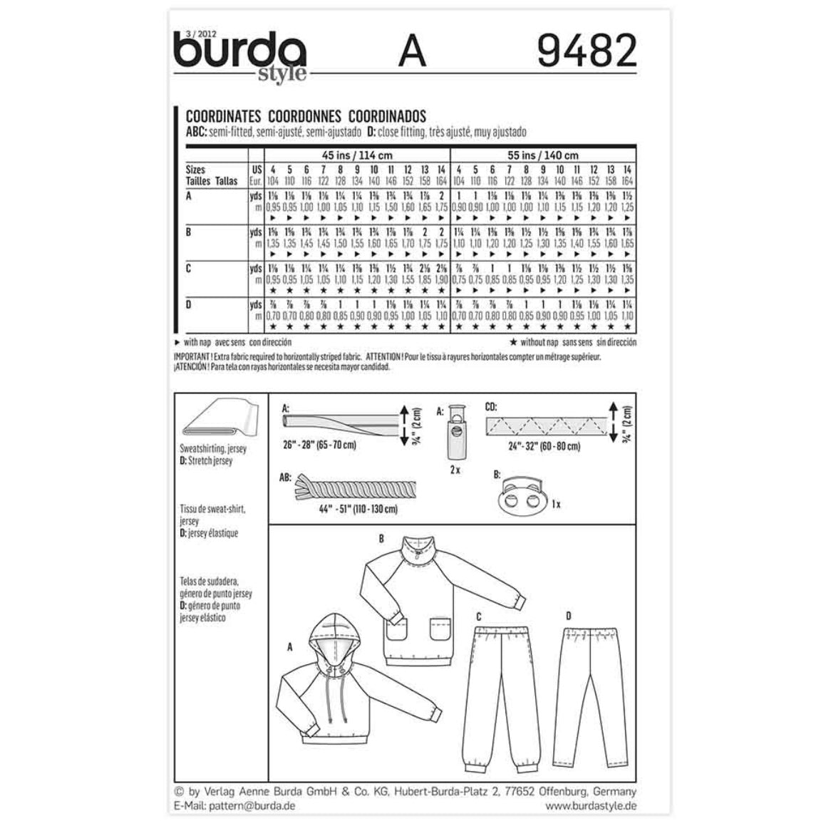 Burda Kids 9482 - Coordinates Sewing Pattern