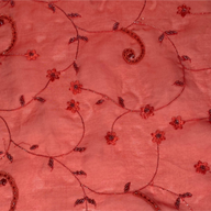 Embroidered Beaded Silk Organza - Red