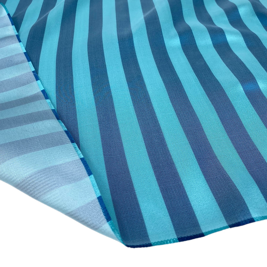 Striped Silk/Polyester - Turquoise/Aqua - Remnant