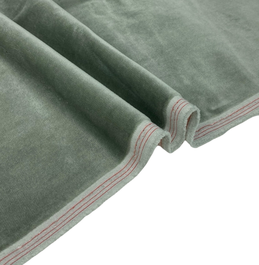 Cotton Velvet Upholstery Designer Remnant - Sage