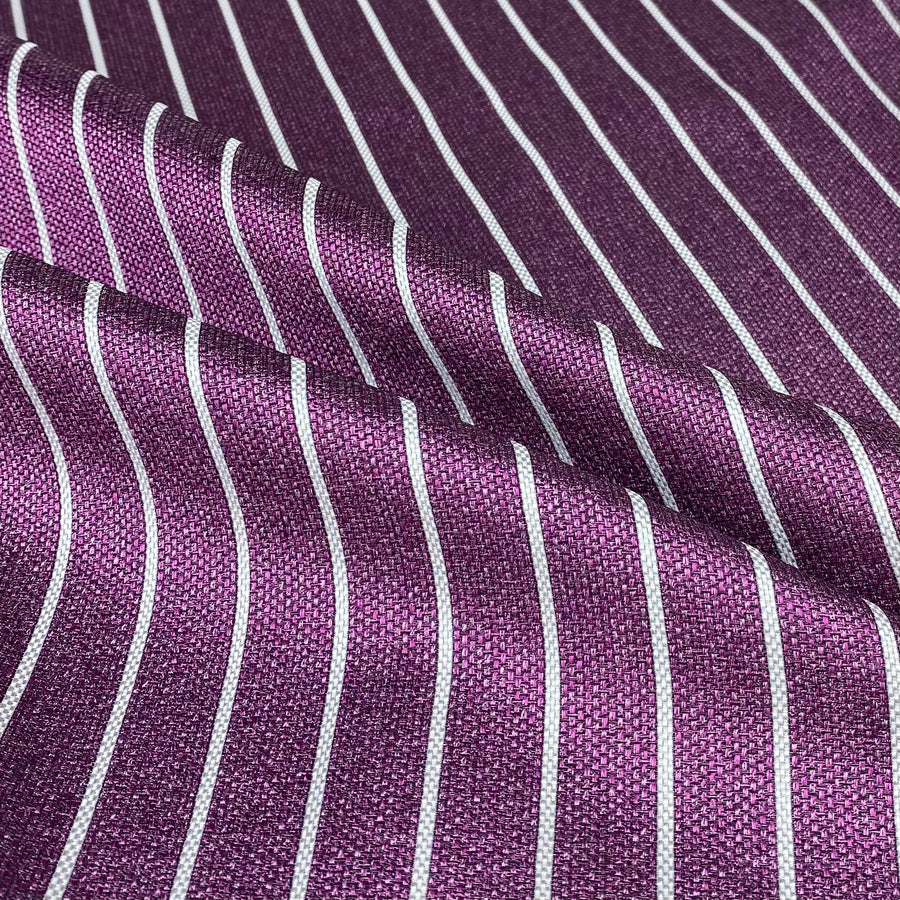 Striped Silk/Polyester - Purple/White/Grey/Black - Remnant