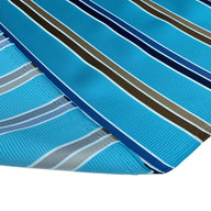 Striped Polyester - Aqua/Blue/Brown/White - Remnant