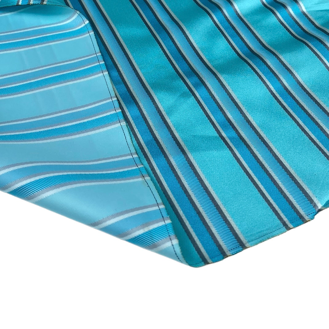 Striped Silk/Polyester - Aqua/Grey/White - Remnant