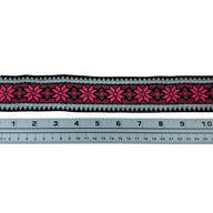 Woven Jacquard Ribbon  - Black/Pink/White