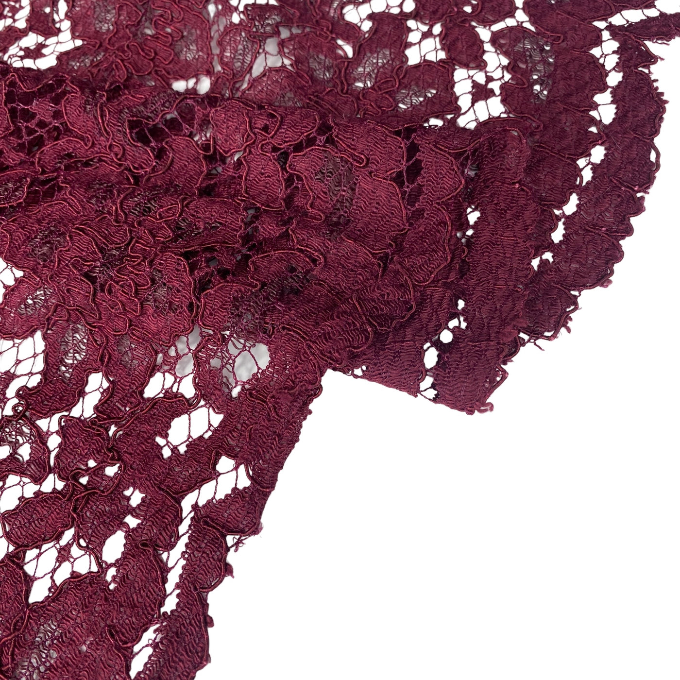 Cotton Floral Corded Lace - Burgundy · King Textiles