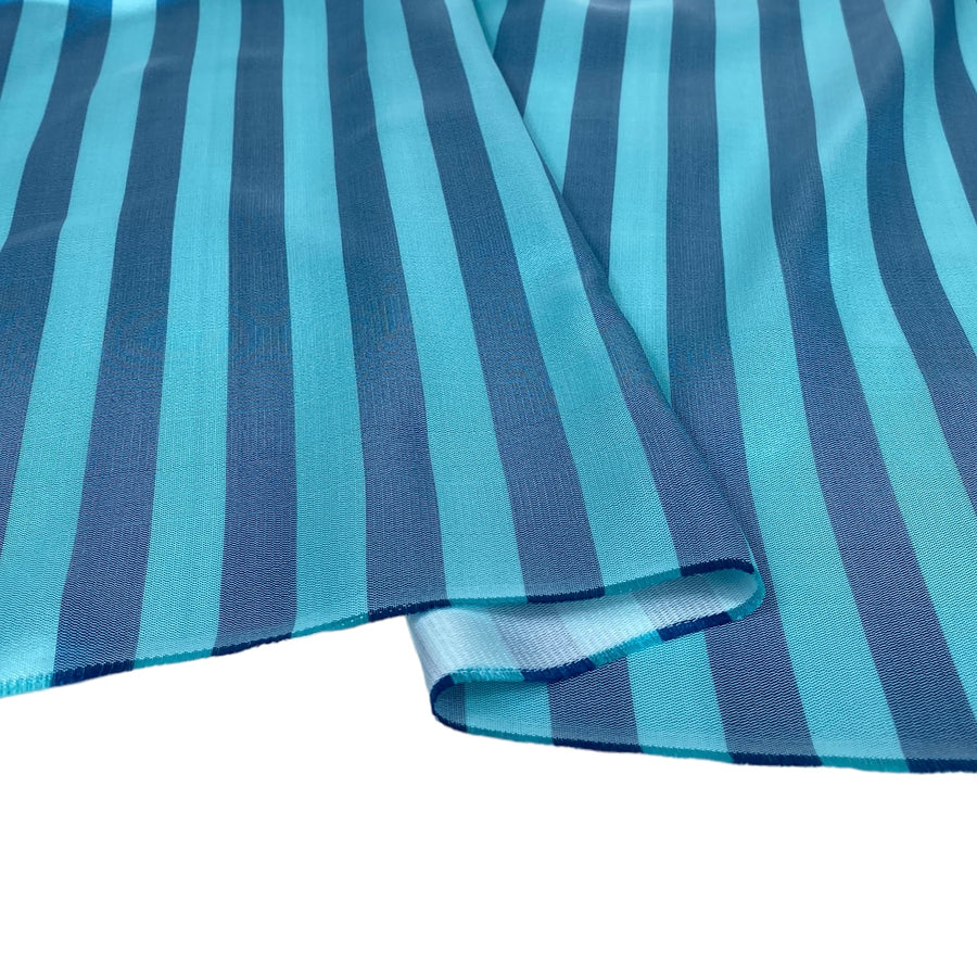 Striped Silk/Polyester - Turquoise/Aqua - Remnant