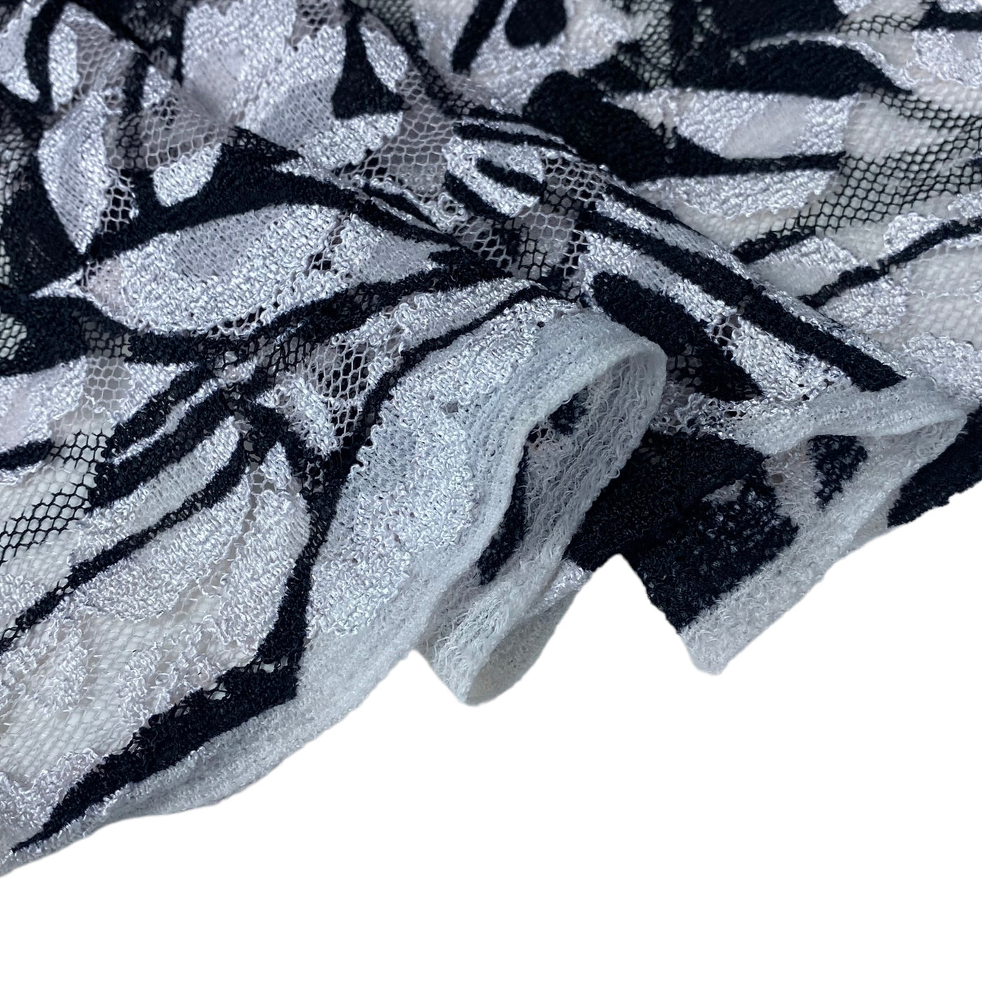 Printed Floral Lace - Black/White