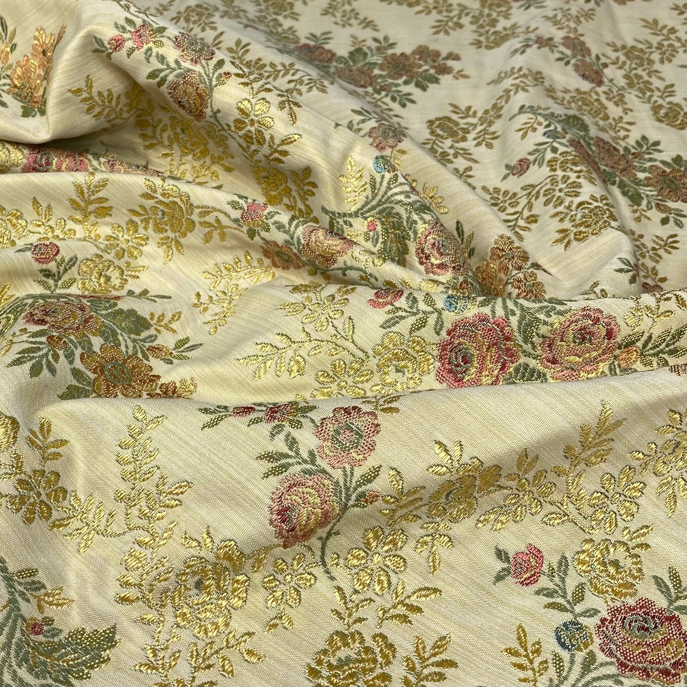 Brocade Upholstery - Designer Remnant - Gold/Green/Red