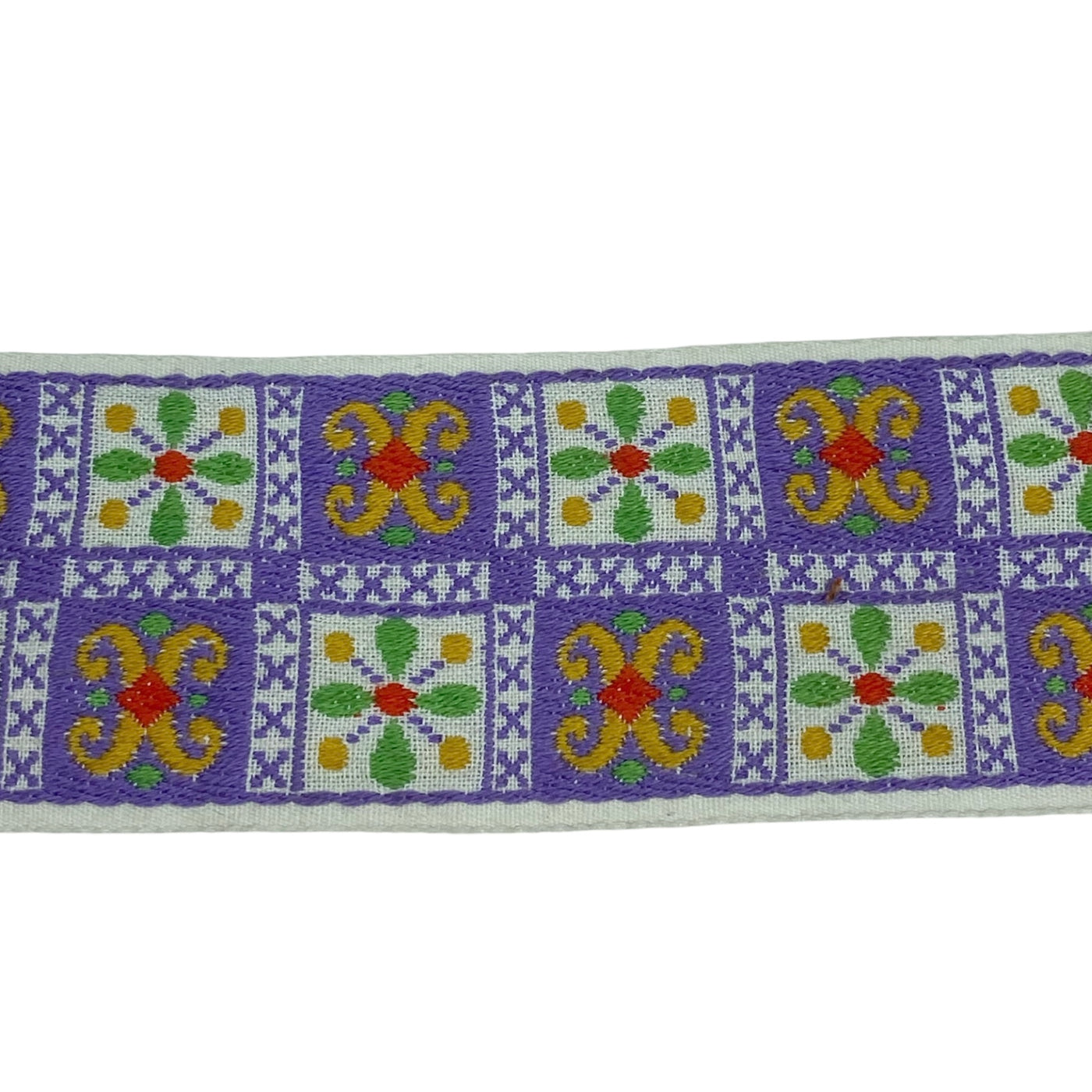 Woven Jacquard Ribbon  - Purple/White