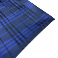 Plaid Silk/Polyester Jacquard - Blue / Black - Remnant