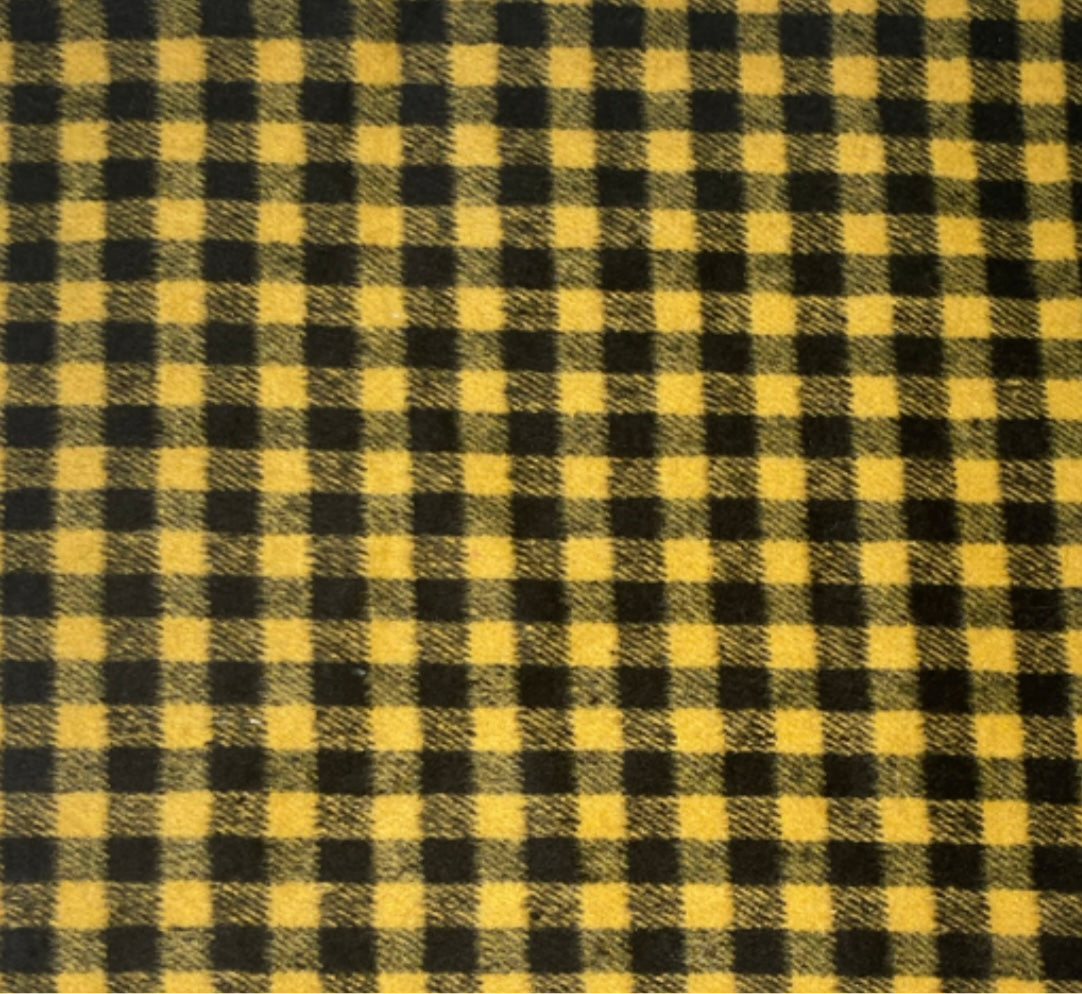 Plaid Wool Blend Coating - Yellow/Black