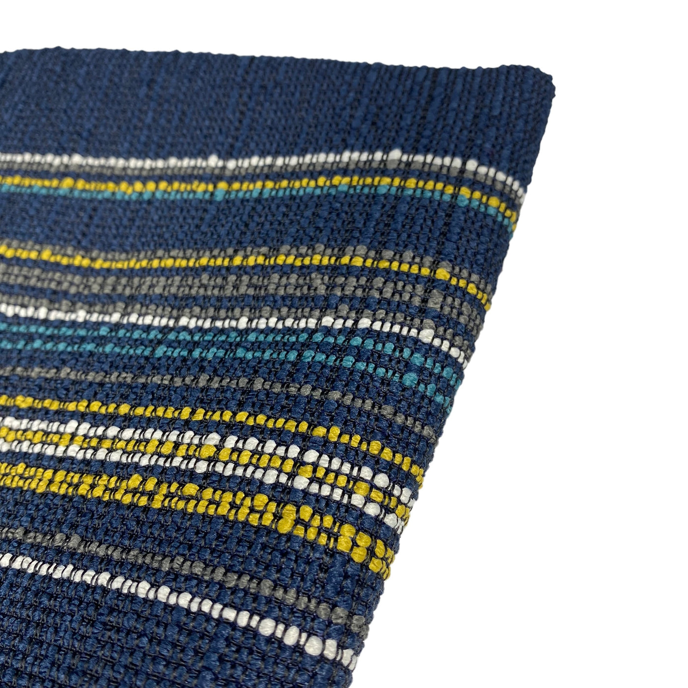 Upholstery Designer Remnant - Striped - Blue/Yellow/White/Grey