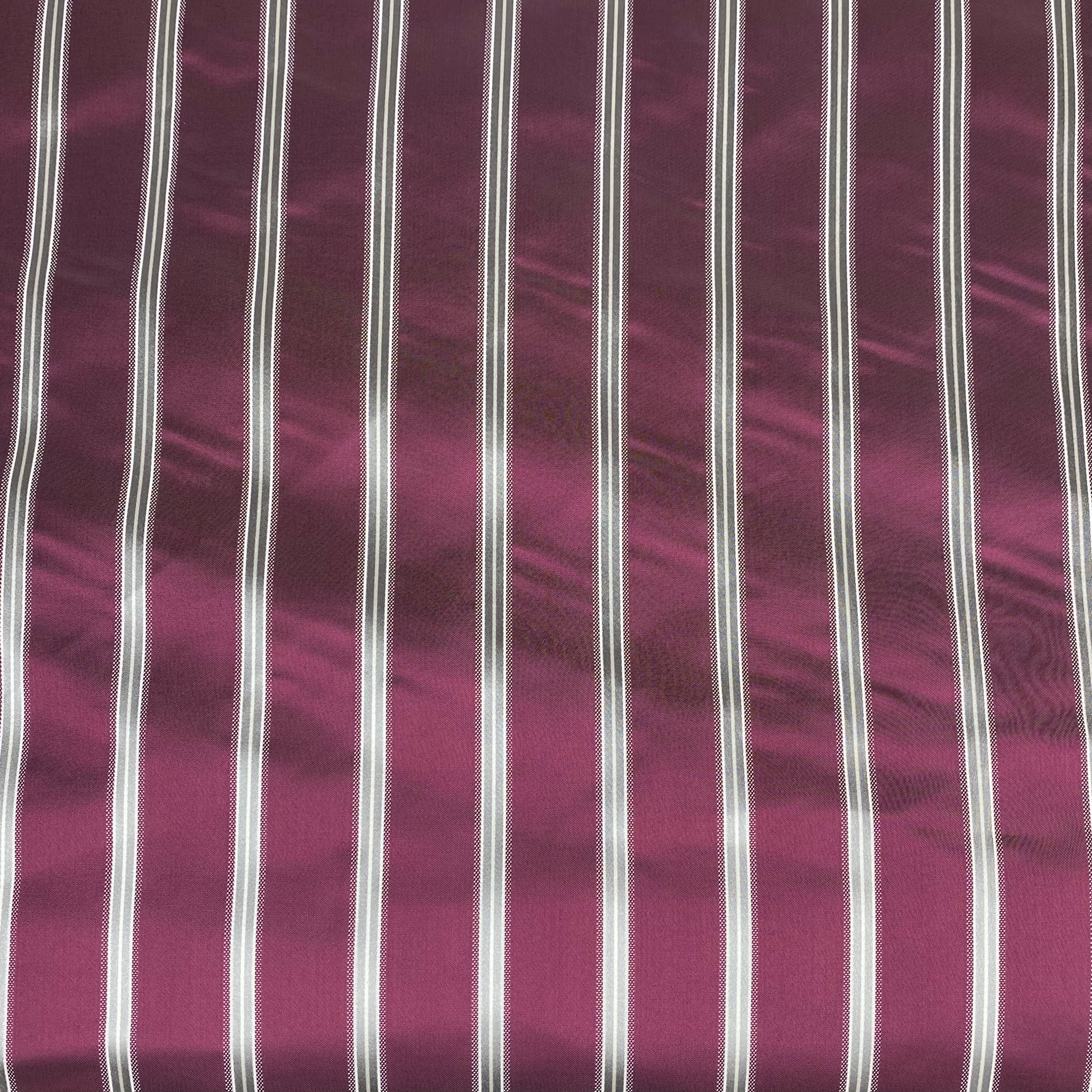 Striped Silk/Polyester - Magenta/Grey/White - Remnant