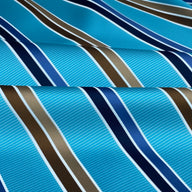 Striped Polyester - Aqua/Blue/Brown/White - Remnant