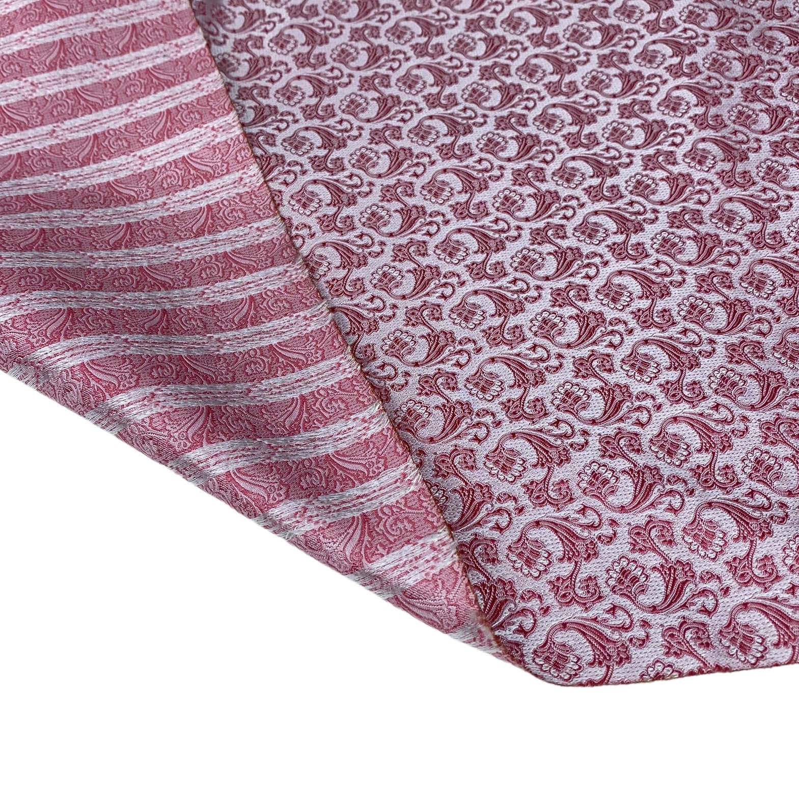 Paisley Silk/Polyester Jacquard - Pink / White - Remnant