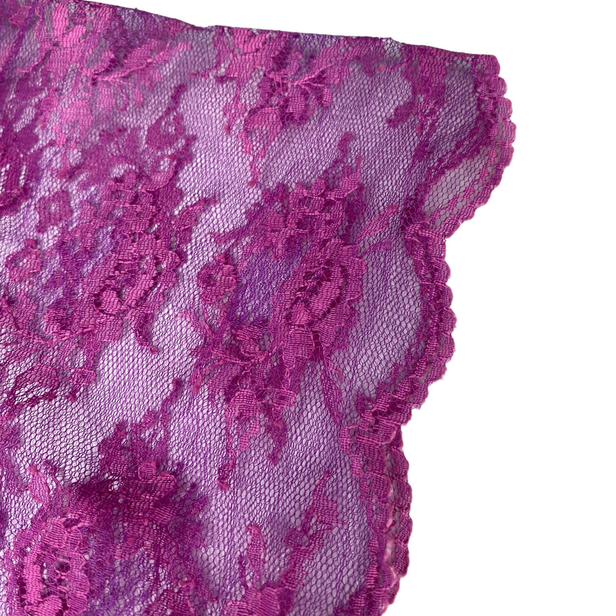 Two Tone Floral Corded Lace with Scalloped Edges - Purple/Pink