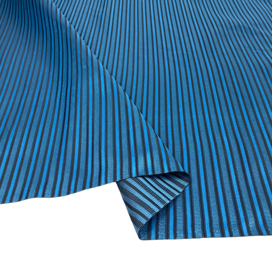 Striped Silk/Polyester - Light Blue/Black - Remnant